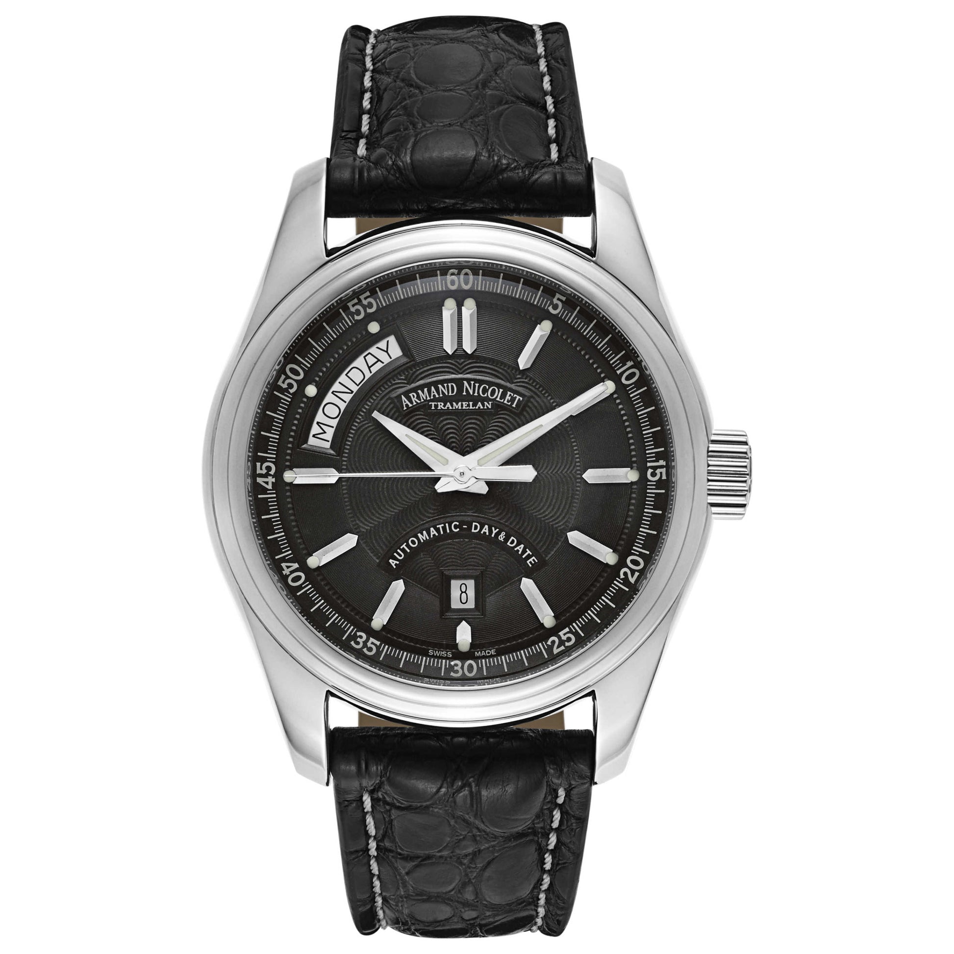 Front view of Armand Nicolet M02 Men's Automatic Watch 9141A-NR-P974NR2
