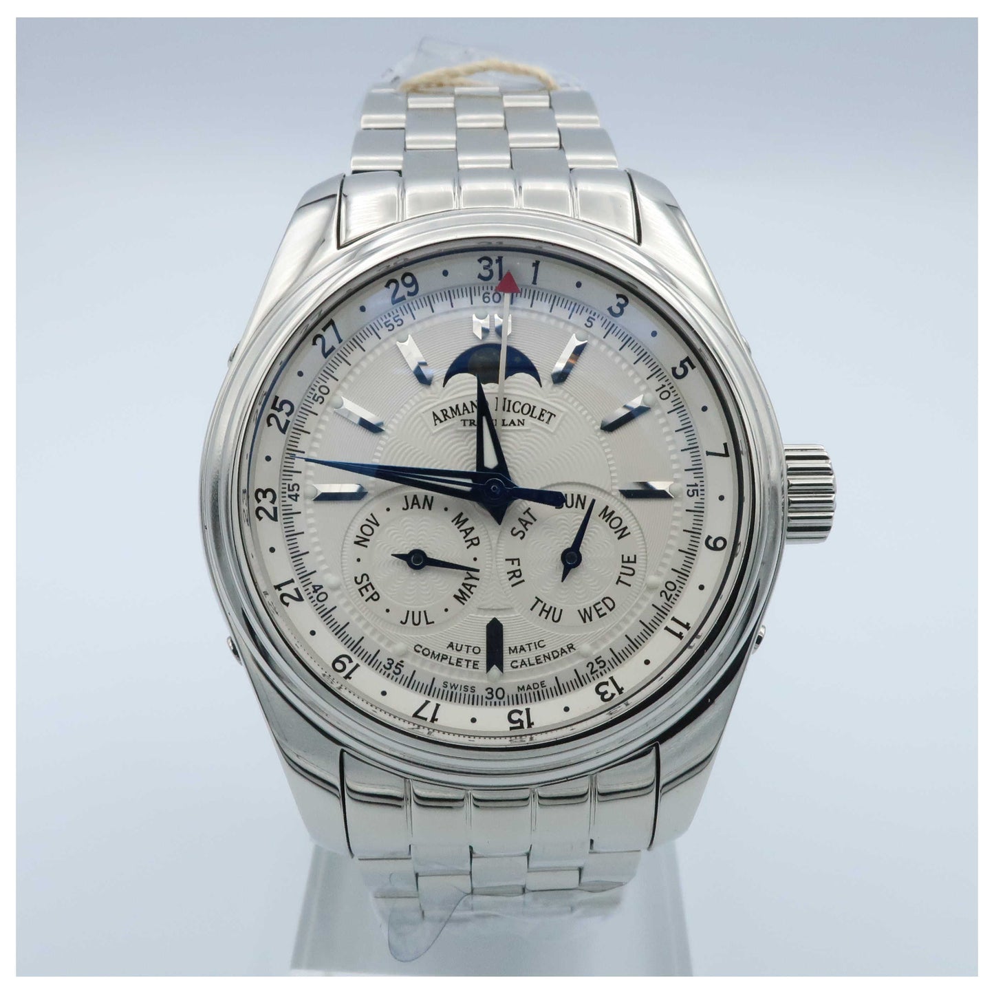 Front view of Armand Nicolet M02 Men's Automatic Watch 9142B-AG-M9140-SD