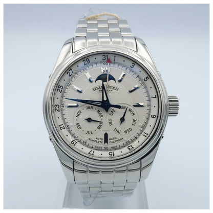 Front view of Armand Nicolet M02 Men's Automatic Watch 9142B-AG-M9140-SD
