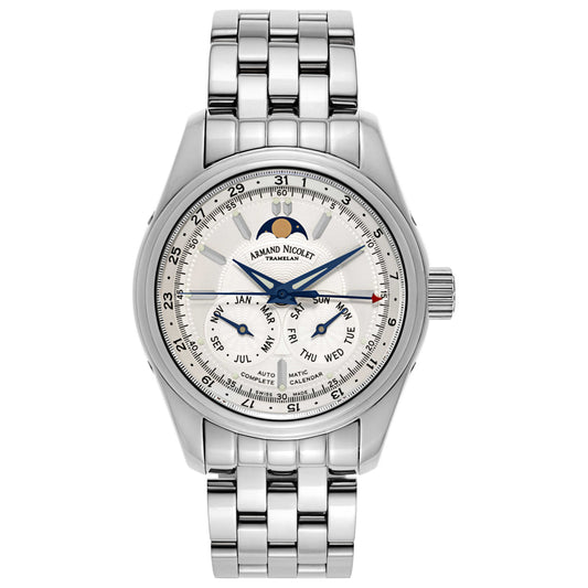 Front view of Armand Nicolet M02 Men's Automatic Watch 9142B-AG-M9140
