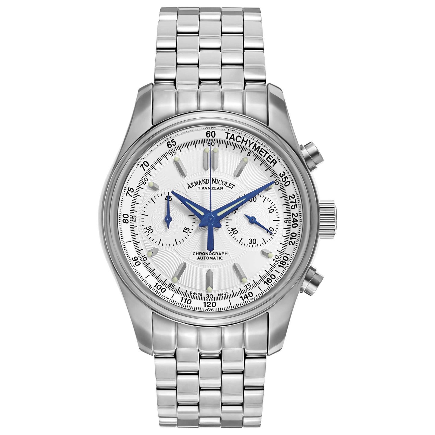 Front view of Armand Nicolet M02 Men's Automatic Watch 9144A-AG-M9140