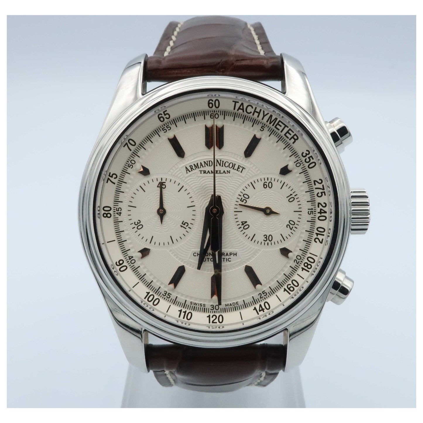 Front view of Armand Nicolet M02 Men's Automatic Watch 9144A-AS-P974MR2-SDV
