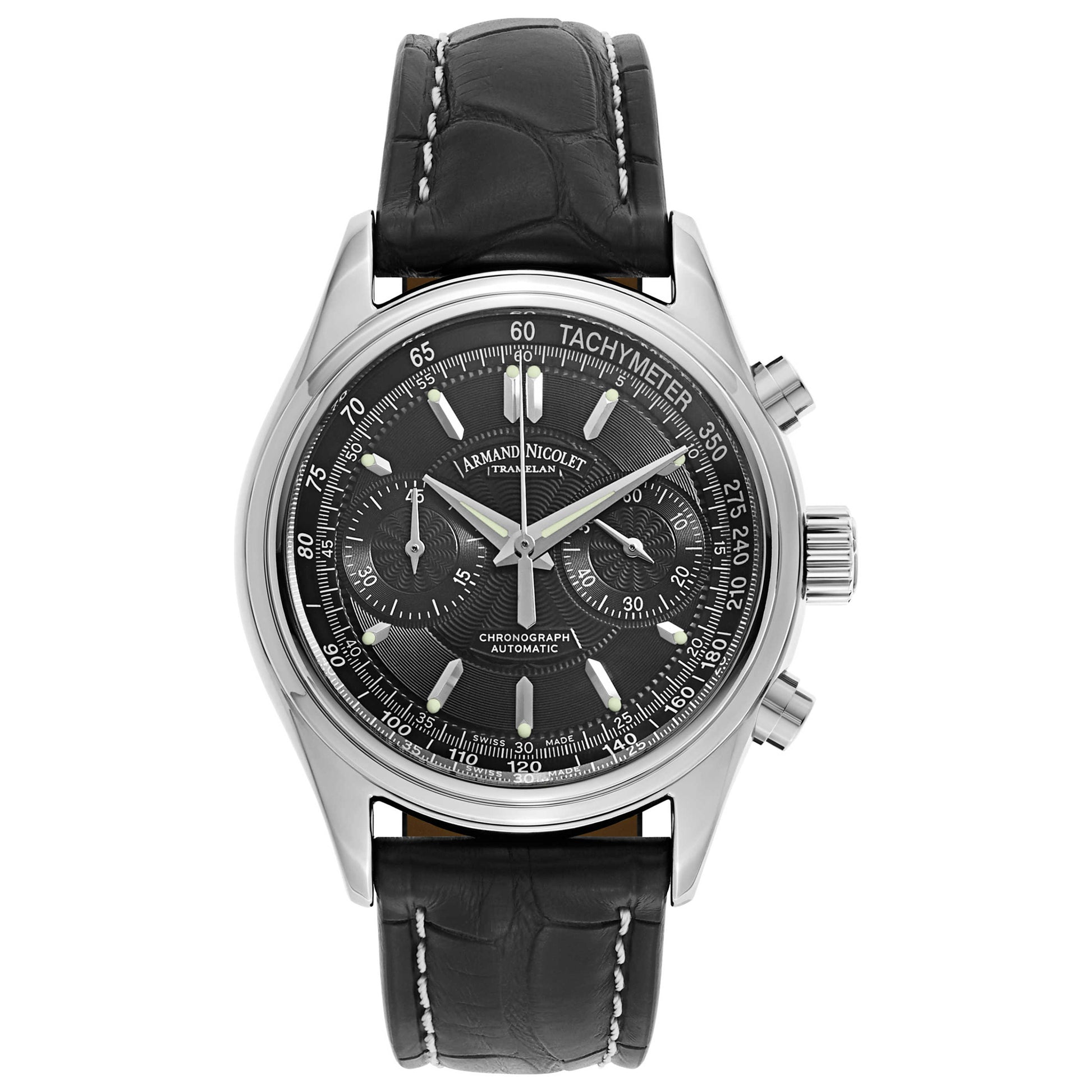 Front view of Armand Nicolet M02 Men's Automatic Watch 9144A-NR-P974NR2