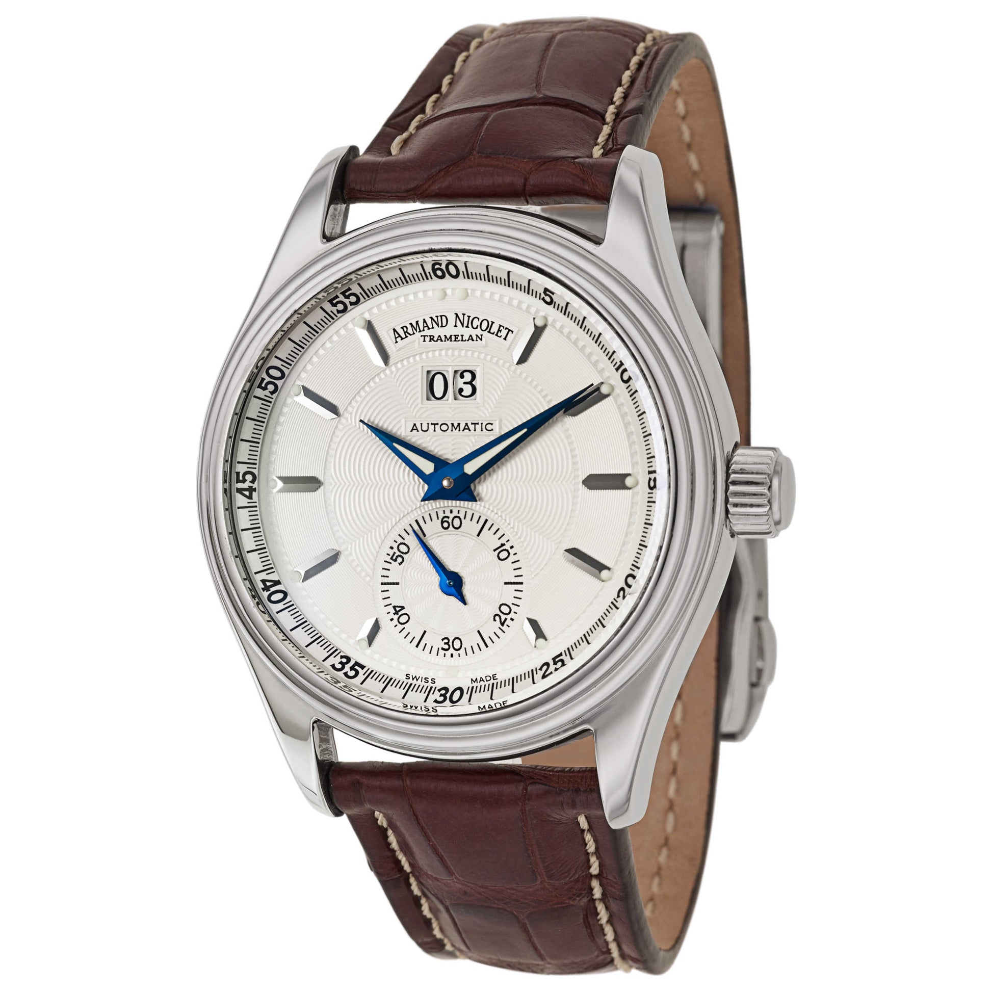 Front view of Armand Nicolet M02 Men's Automatic Watch 9146A-AG-P961MR2