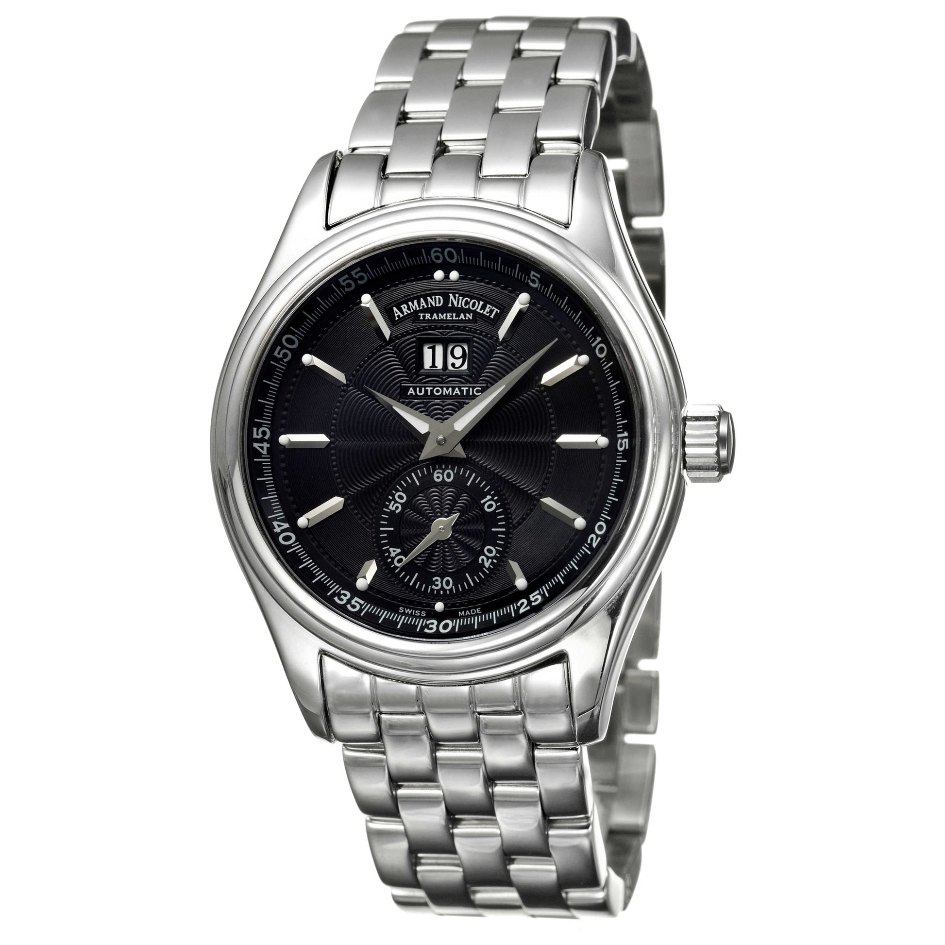 Front view of Armand Nicolet M02 Men's Automatic Watch 9146A-NR-M9140