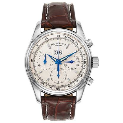 Front view of Armand Nicolet M02 Men's Automatic Watch 9148A-2-AG-P974MR2