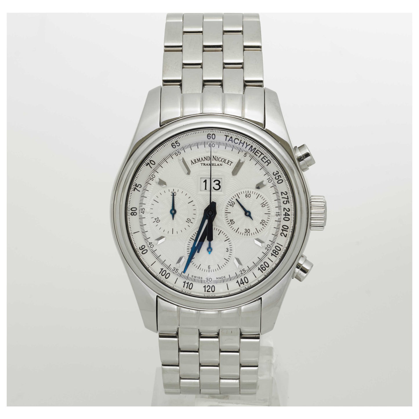 Front view of Armand Nicolet M02 Men's Automatic Watch 9148A-AG-M9140-SDV