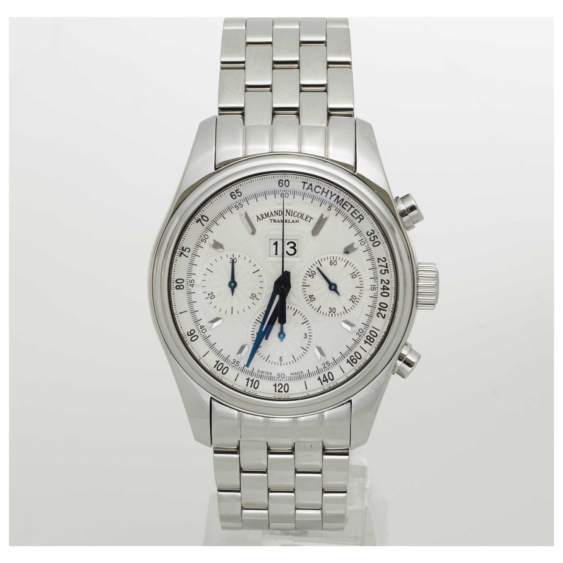 Front view of Armand Nicolet M02 Men's Automatic Watch 9148A-AG-M9140-SDV