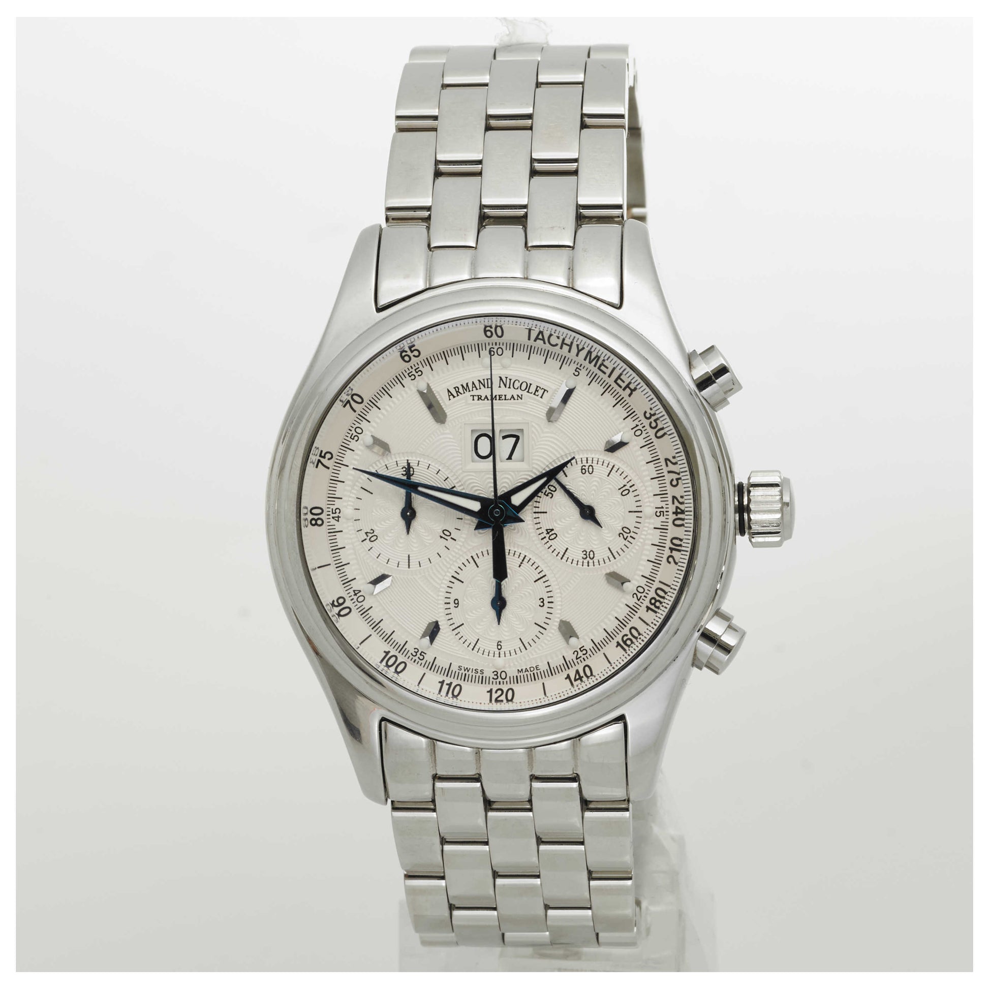 Front view of Armand Nicolet M02 Men's Automatic Watch 9148A-AG-M9140-SD