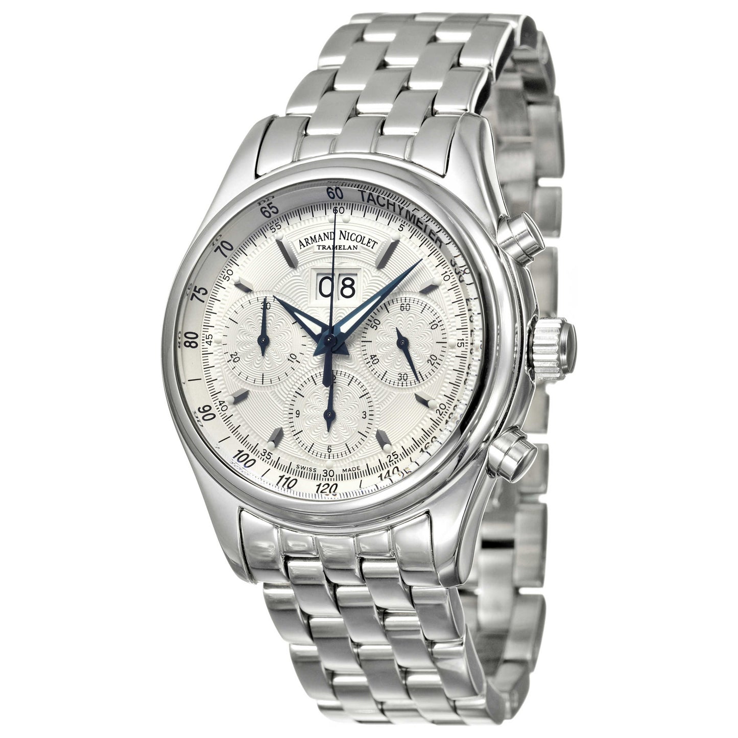 Front view of Armand Nicolet M02 Men's Automatic Watch 9148A-AG-M9140