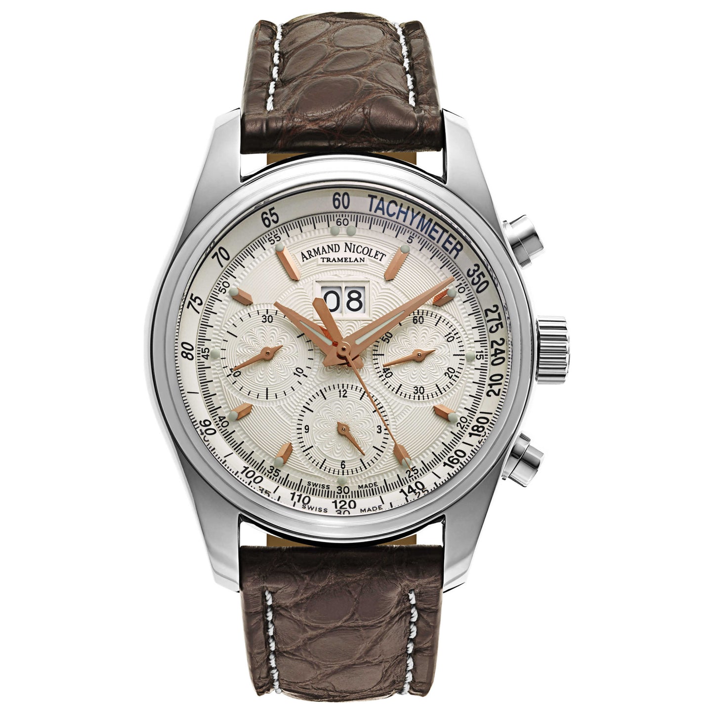 Front view of Armand Nicolet M02 Men's Automatic Watch 9148A-AS-P974MR2