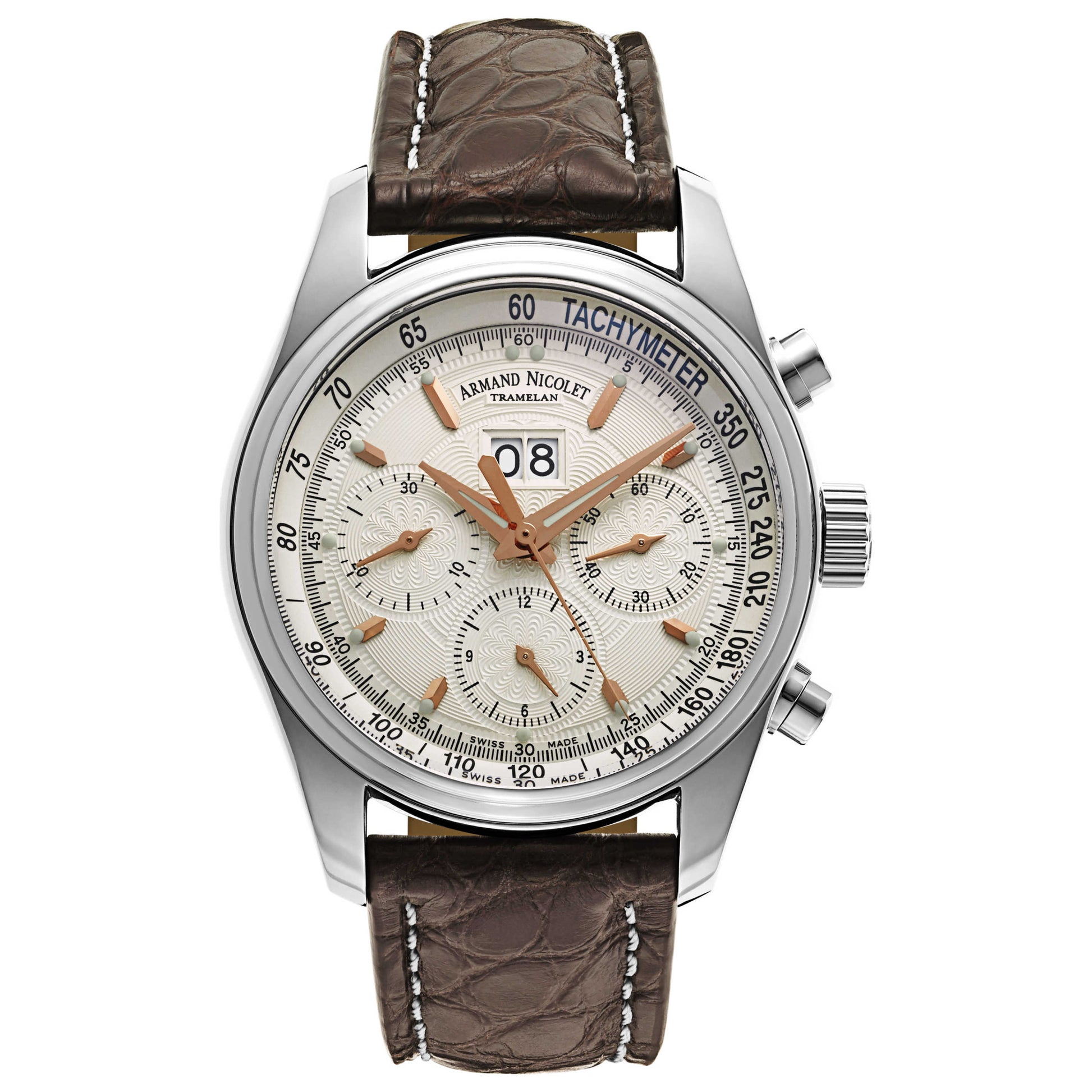 Front view of Armand Nicolet M02 Men's Automatic Watch 9148A-AS-P974MR2