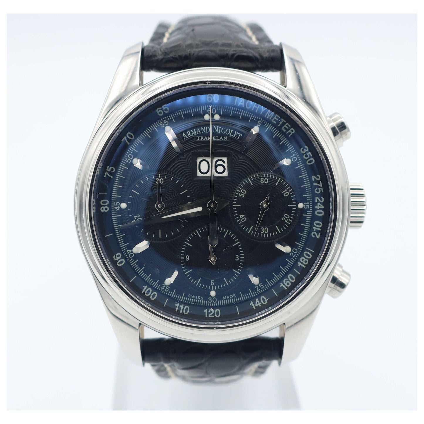 Front view of Armand Nicolet M02 Men's Automatic Watch 9148A-NR-P974NR2-PO