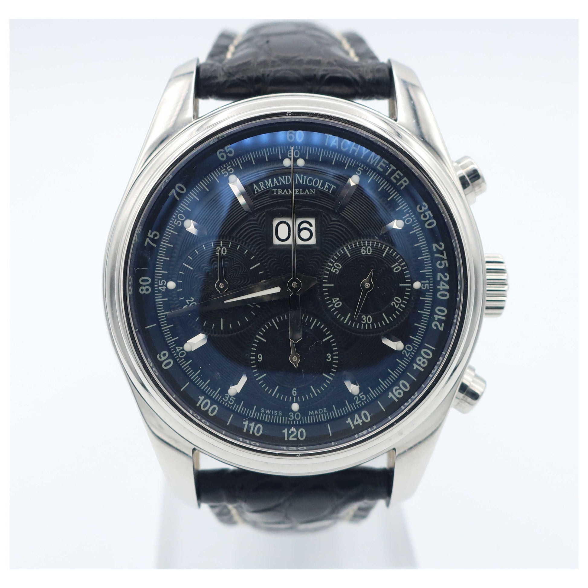 Front view of Armand Nicolet M02 Men's Automatic Watch 9148A-NR-P974NR2-PO
