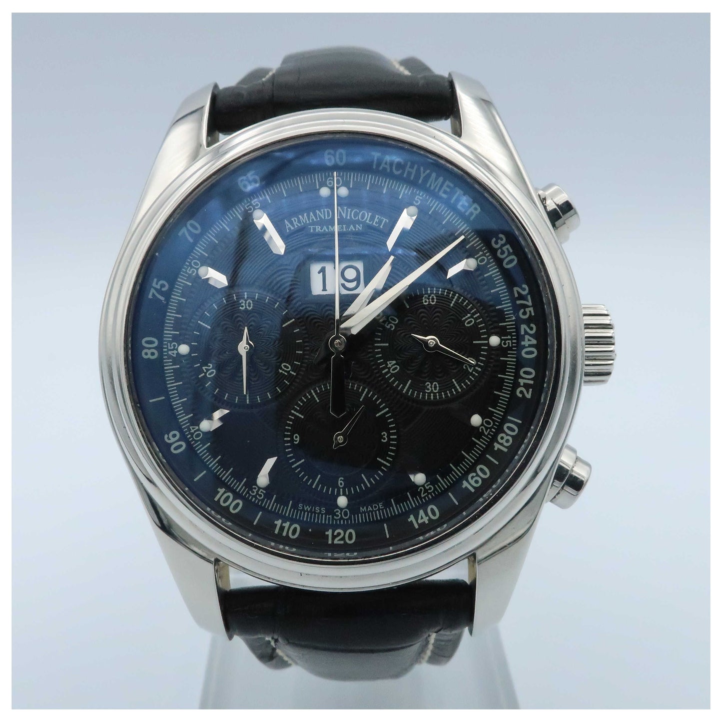 Front view of Armand Nicolet M02 Men's Automatic Watch 9148A-NR-P974NR2-SDV