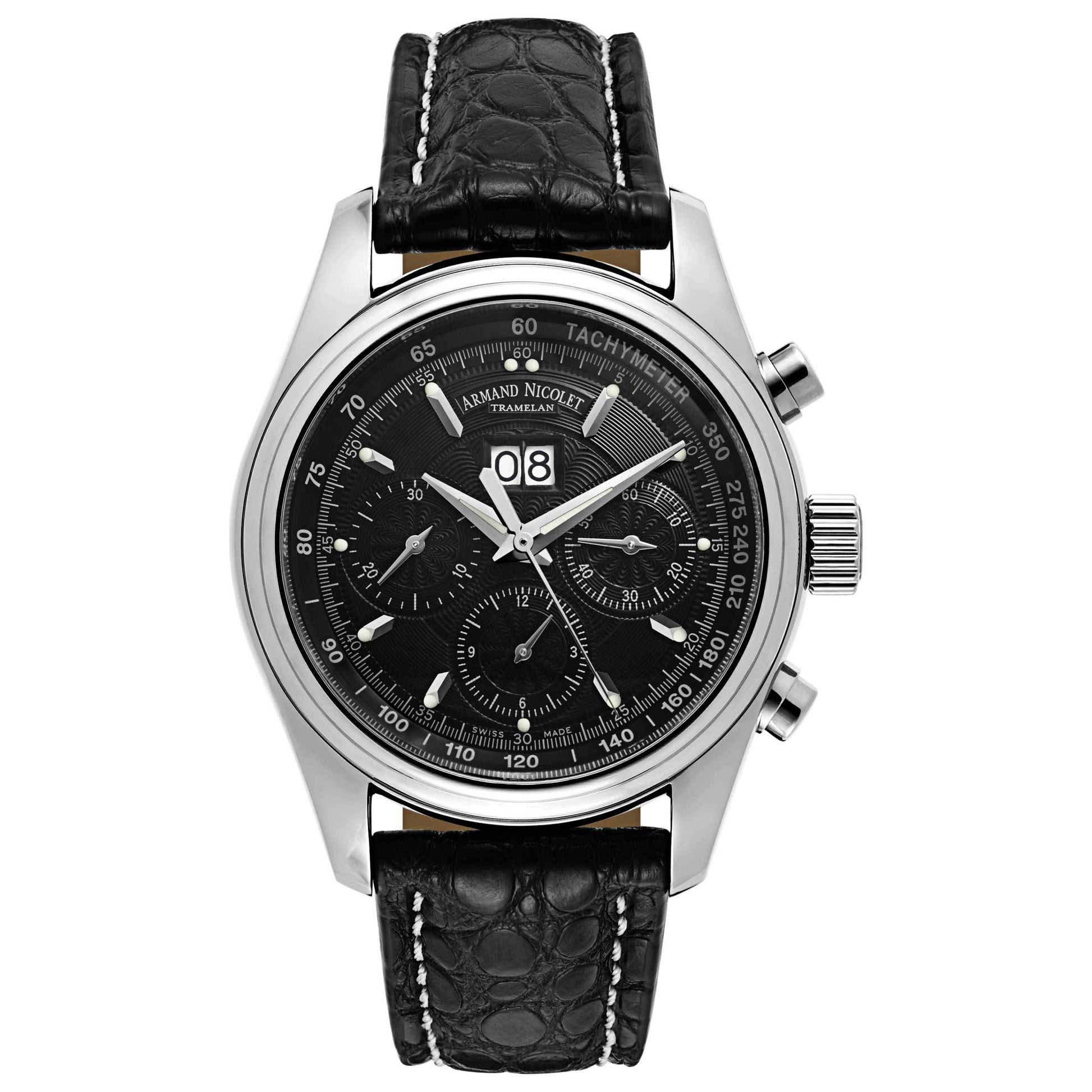 Front view of Armand Nicolet M02 Men's Automatic Watch 9148A-NR-P974NR2