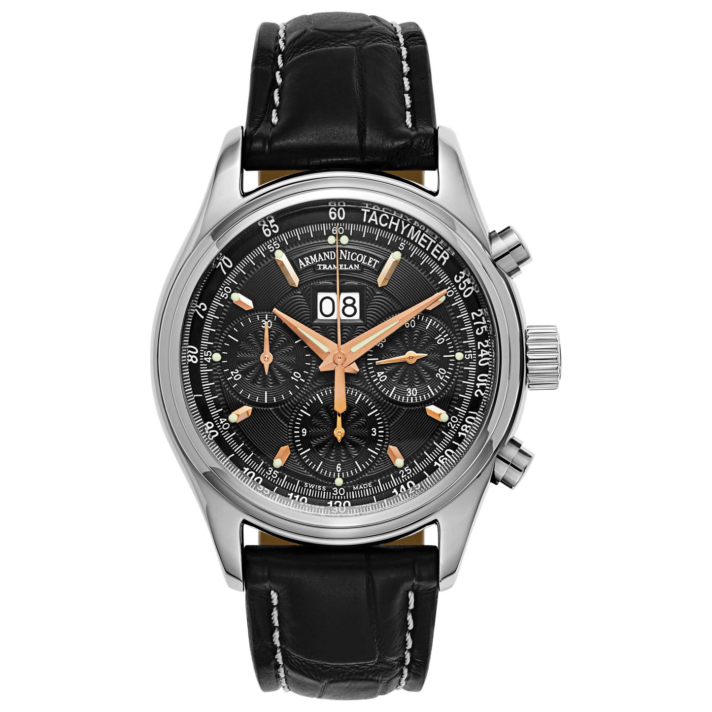 Front view of Armand Nicolet M02 Men's Automatic Watch 9148A-NS-P974NR2