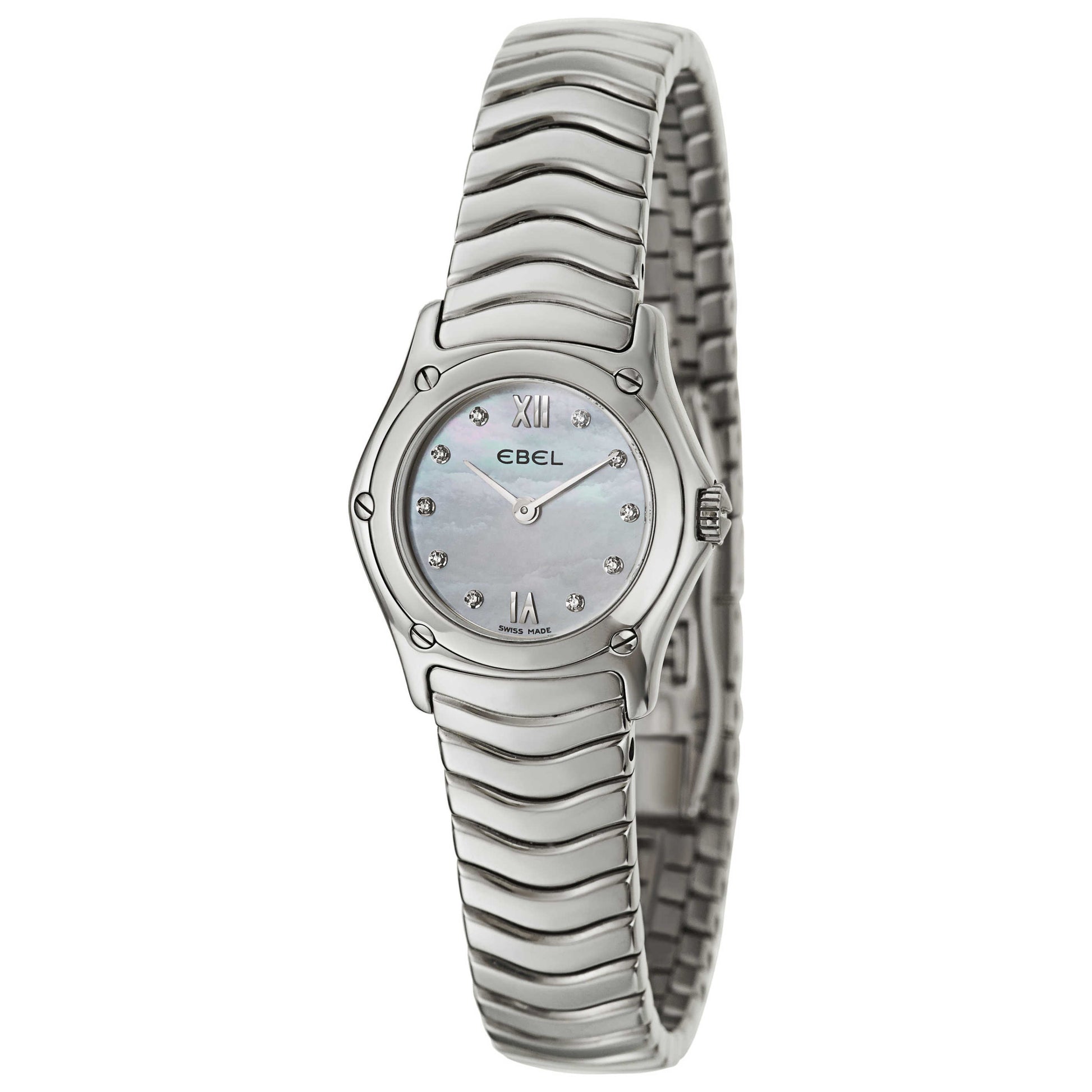 Front view of Ebel Classic Wave Women's Swiss Quartz (Battery-Powered) Watch 9157F12-9725