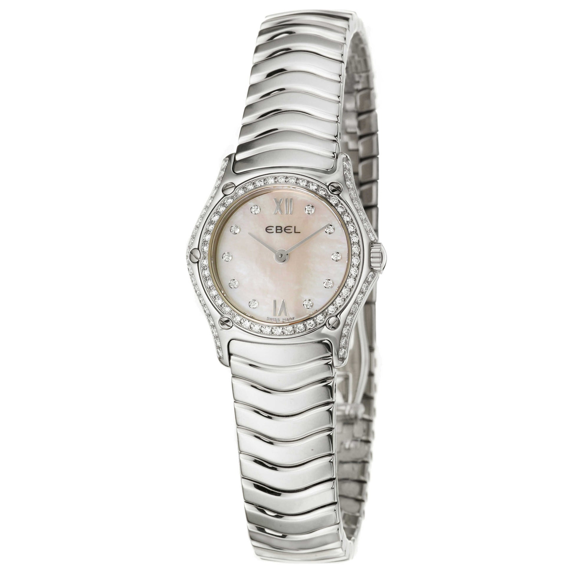 Front view of Ebel Classic Wave Women's Swiss Quartz (Battery-Powered) Watch 9157F17-973025