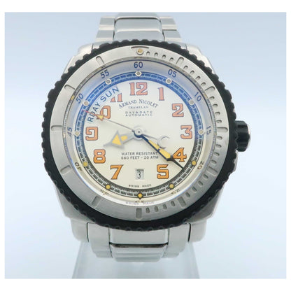 Front view of Armand Nicolet S05 Men's Automatic Watch 9160G-AG-M9168-PO