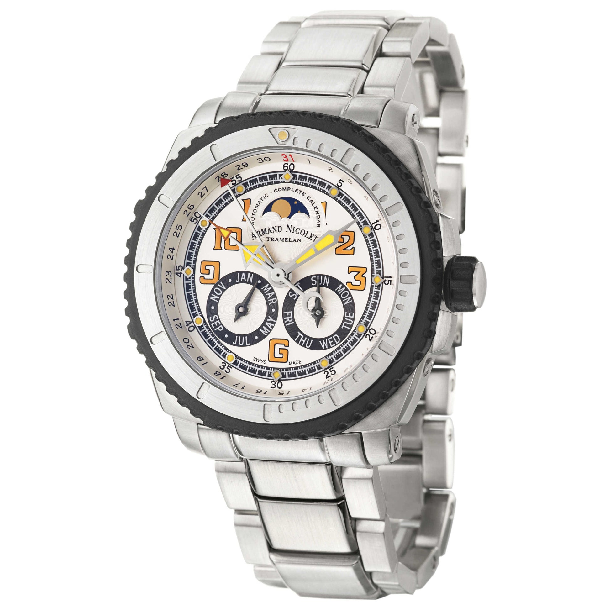 Front view of Armand Nicolet S05 Men's Automatic Watch 9162G-AG-M9168
