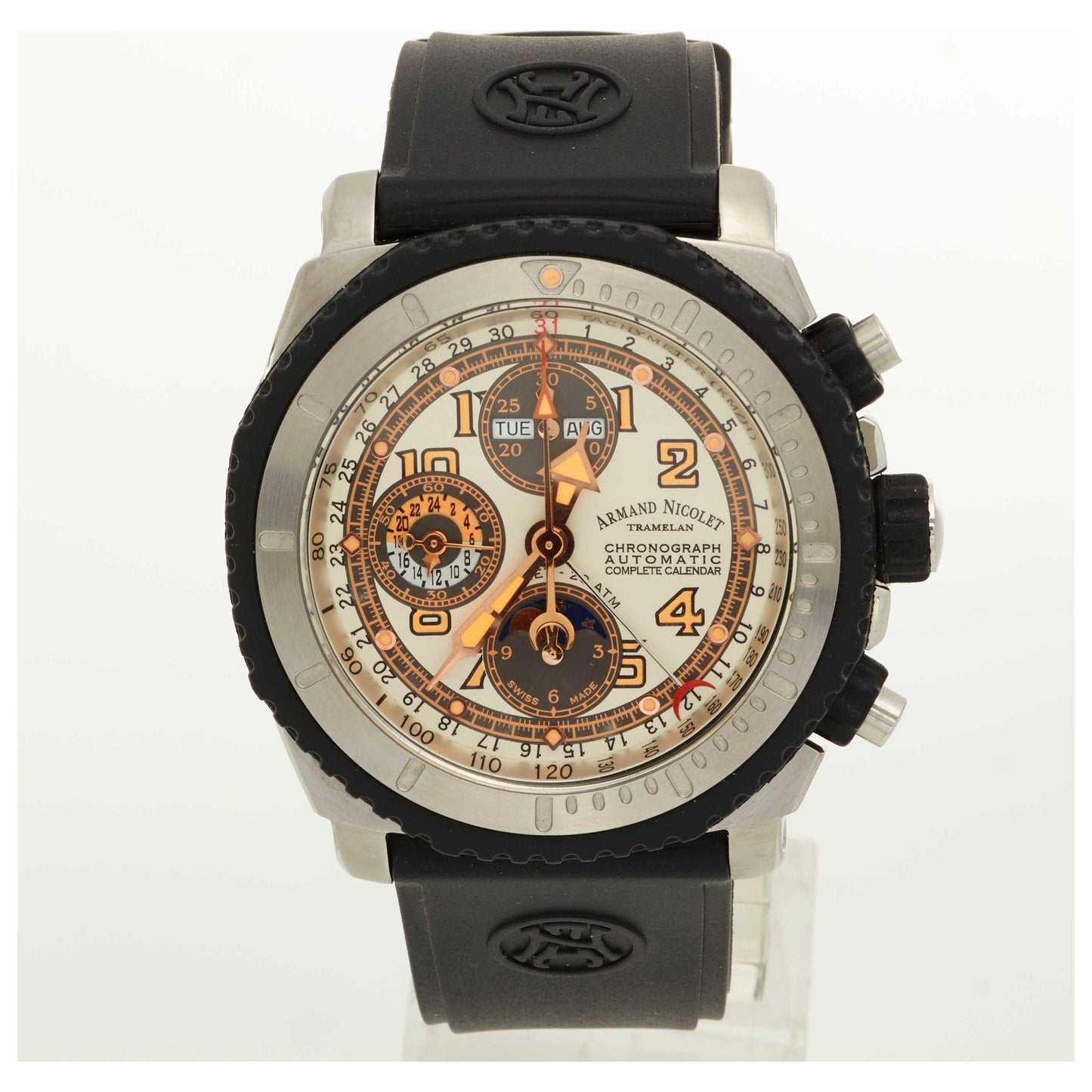 Front view of Armand Nicolet S05 Men's Automatic Watch 9168A-AG-G9164-SD