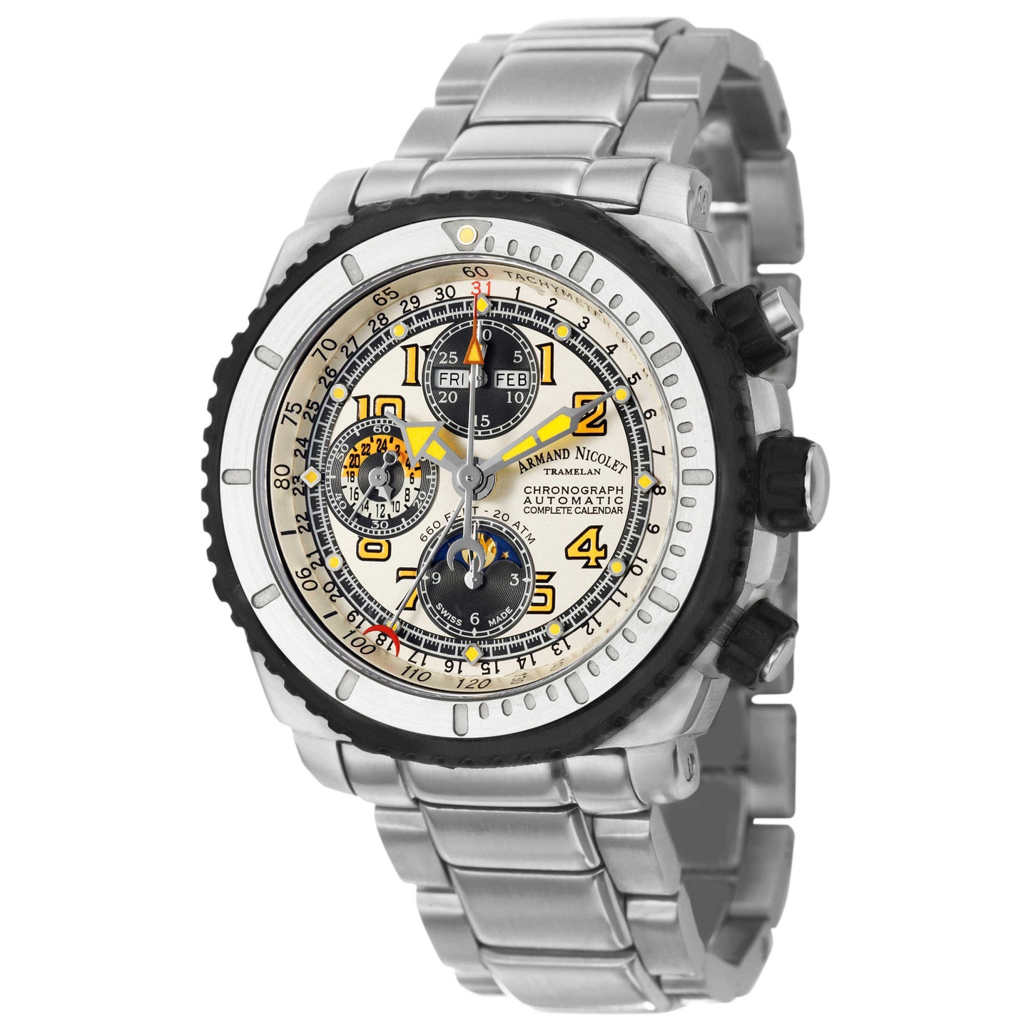 Front view of Armand Nicolet S05 Men's Automatic Watch 9168G-AG-M9168-P
