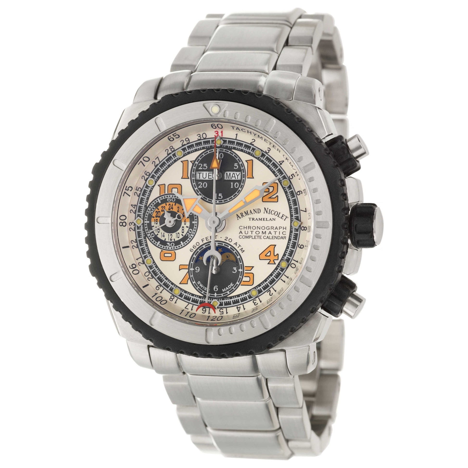 Front view of Armand Nicolet S05 Men's Automatic Watch 9168G-AG-M9168