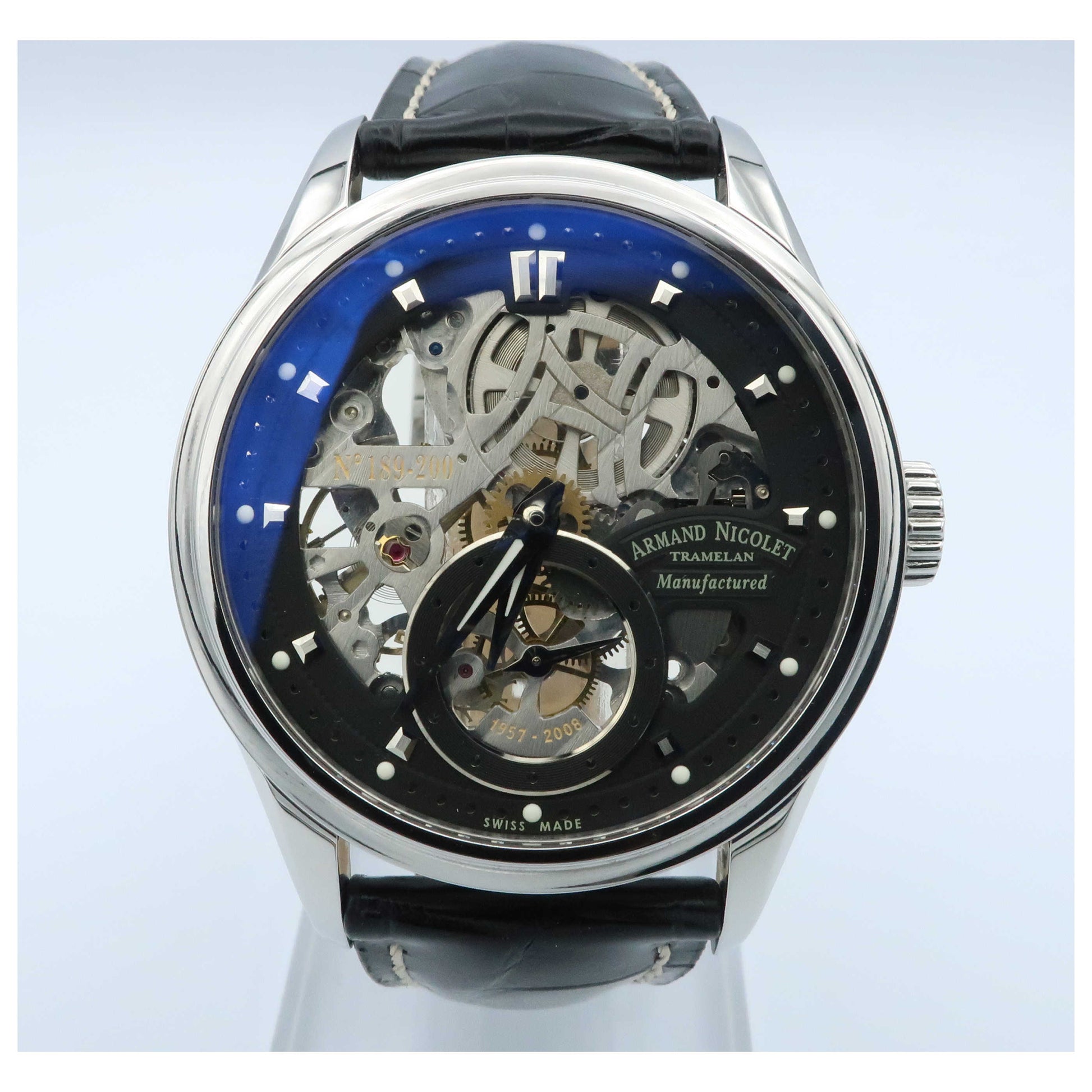 Front view of Armand Nicolet LS8 Men's Manual-Wind Watch 9620S-NR-P713NR2-SD