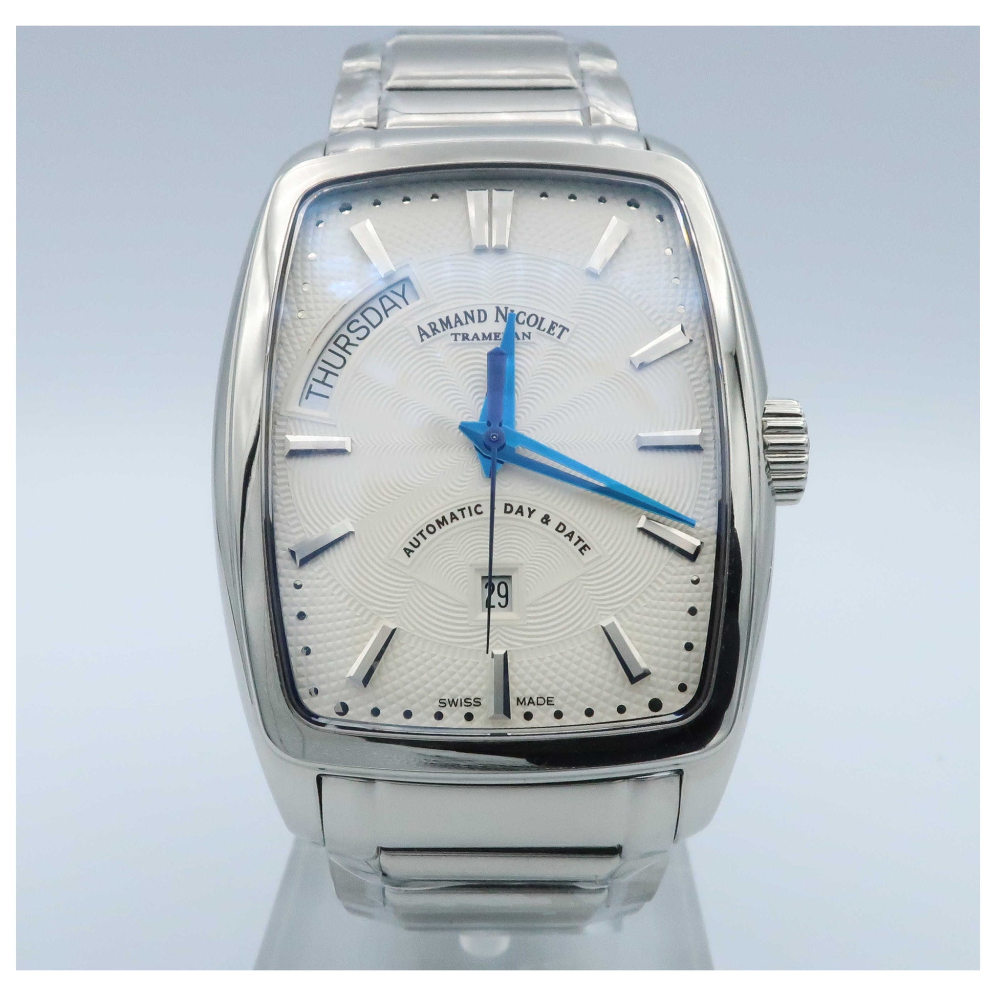 Front view of Armand Nicolet TM7 Men's Automatic Watch 9630A-AG-M9630-SD