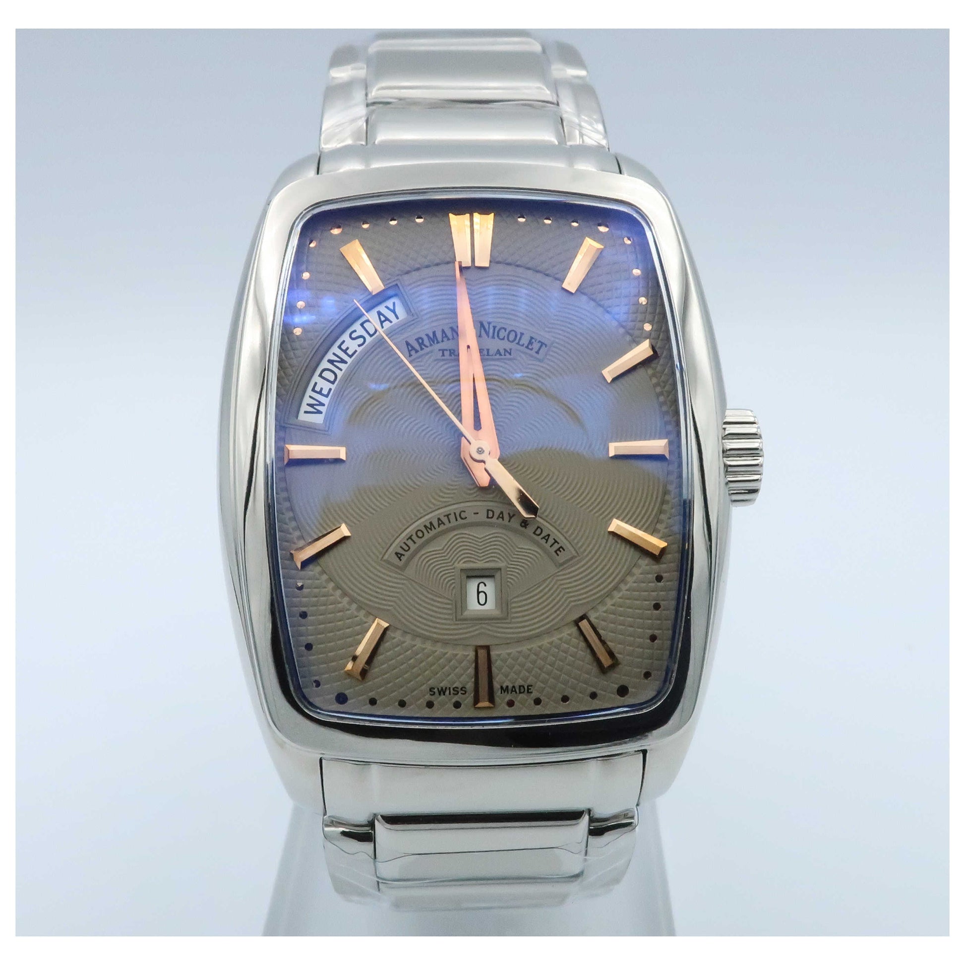Front view of Armand Nicolet TM7 Men's Automatic Watch 9630A-GS-M9630-SD