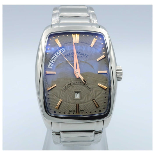 Front view of Armand Nicolet TM7 Men's Automatic Watch 9630A-GS-M9630-SD