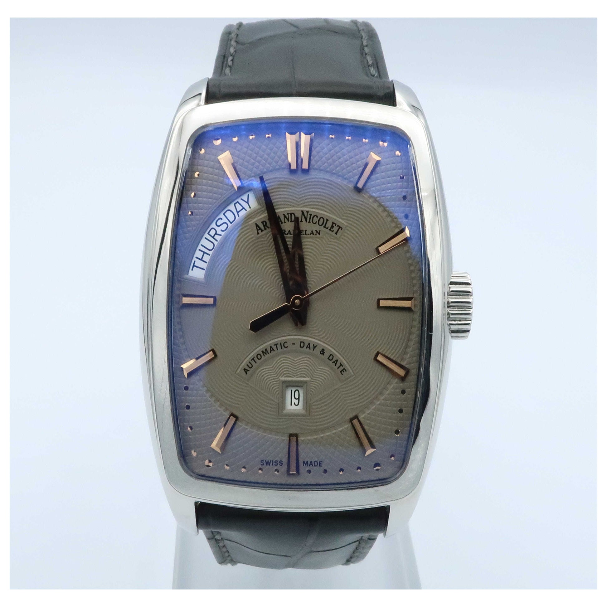 Front view of Armand Nicolet TM7 Men's Automatic Watch 9630A-GS-P968GR3-PO