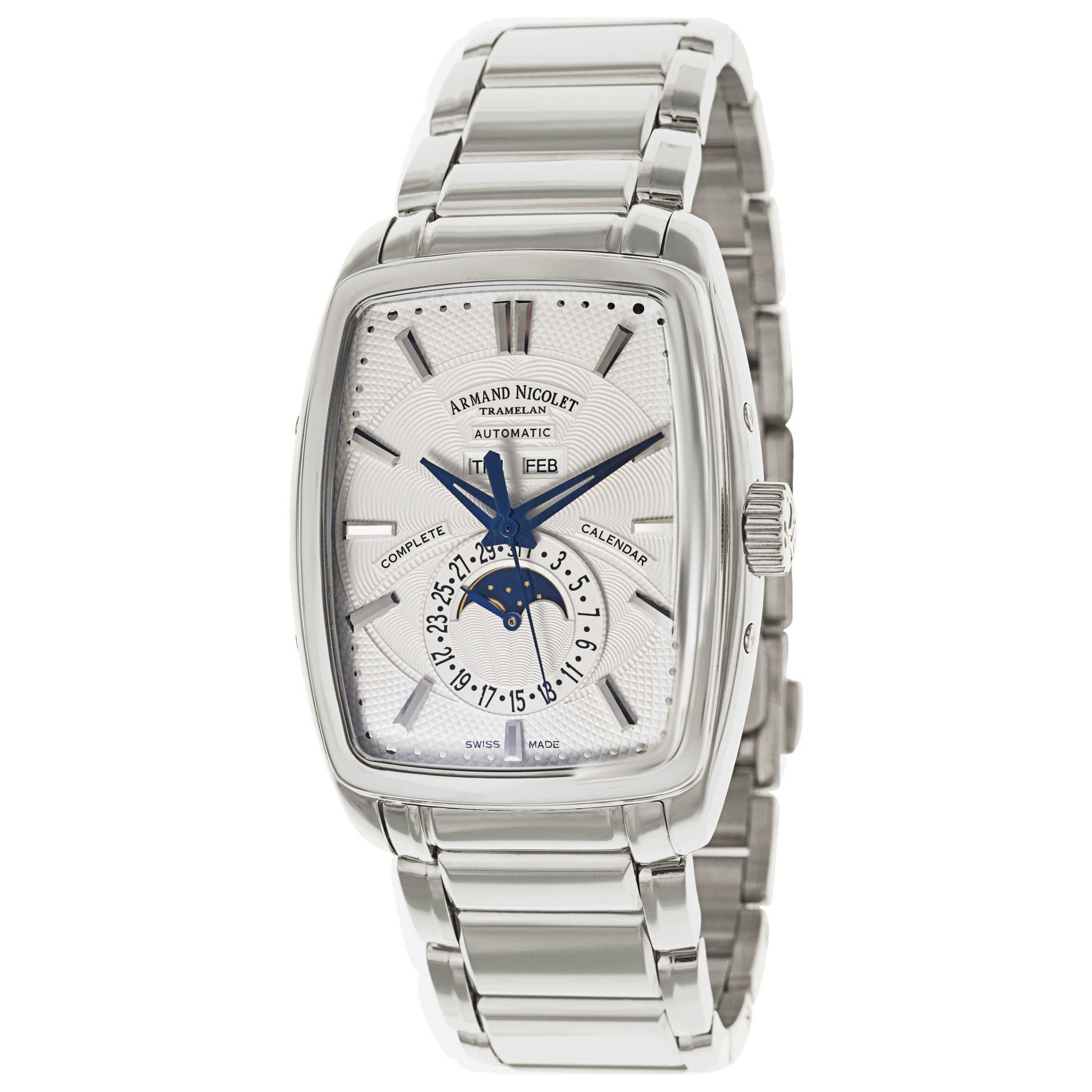 Front view of Armand Nicolet TM7 Men's Automatic Watch 9632A-AG-M9630