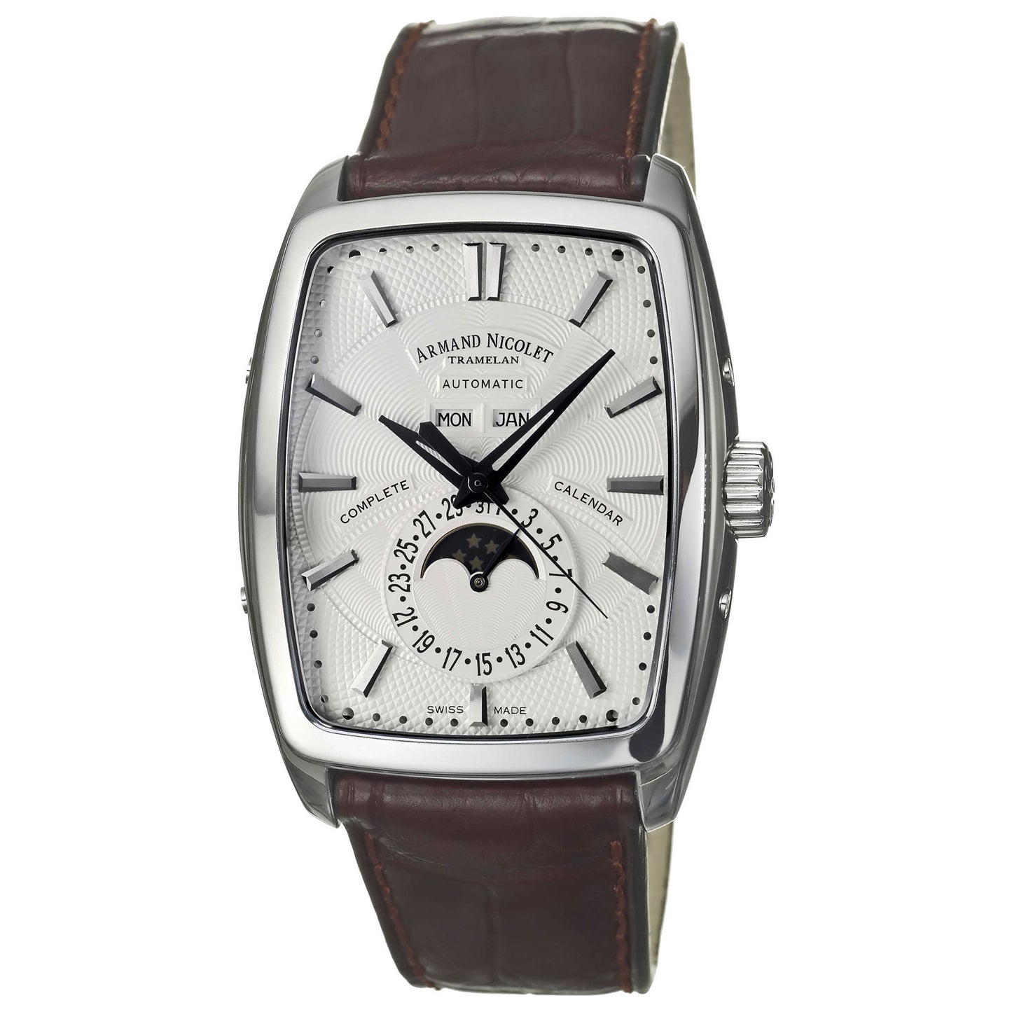 Front view of Armand Nicolet TM7 Men's Automatic Watch 9632A-AG-P968MR3