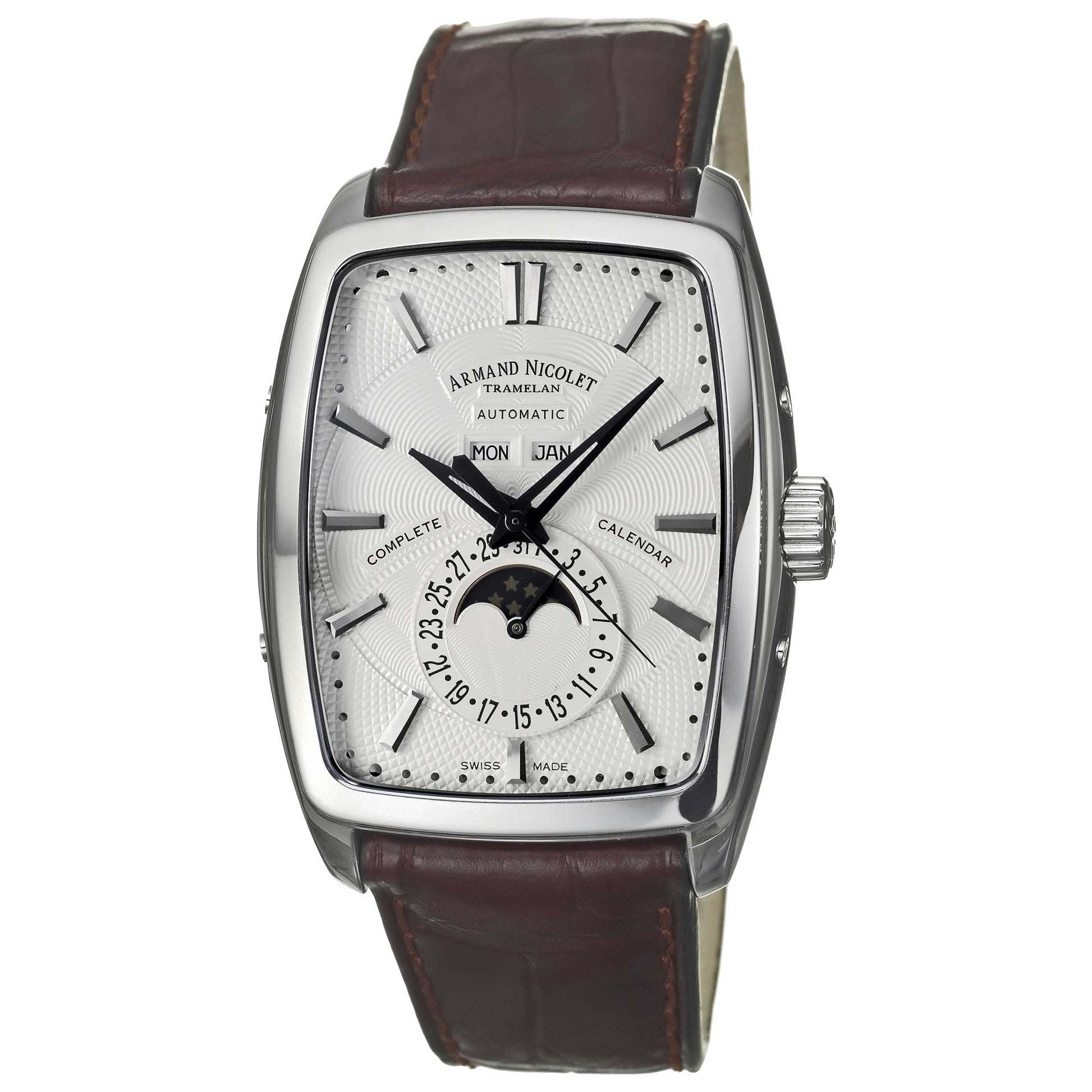 Front view of Armand Nicolet TM7 Men's Automatic Watch 9632A-AG-P968MR3