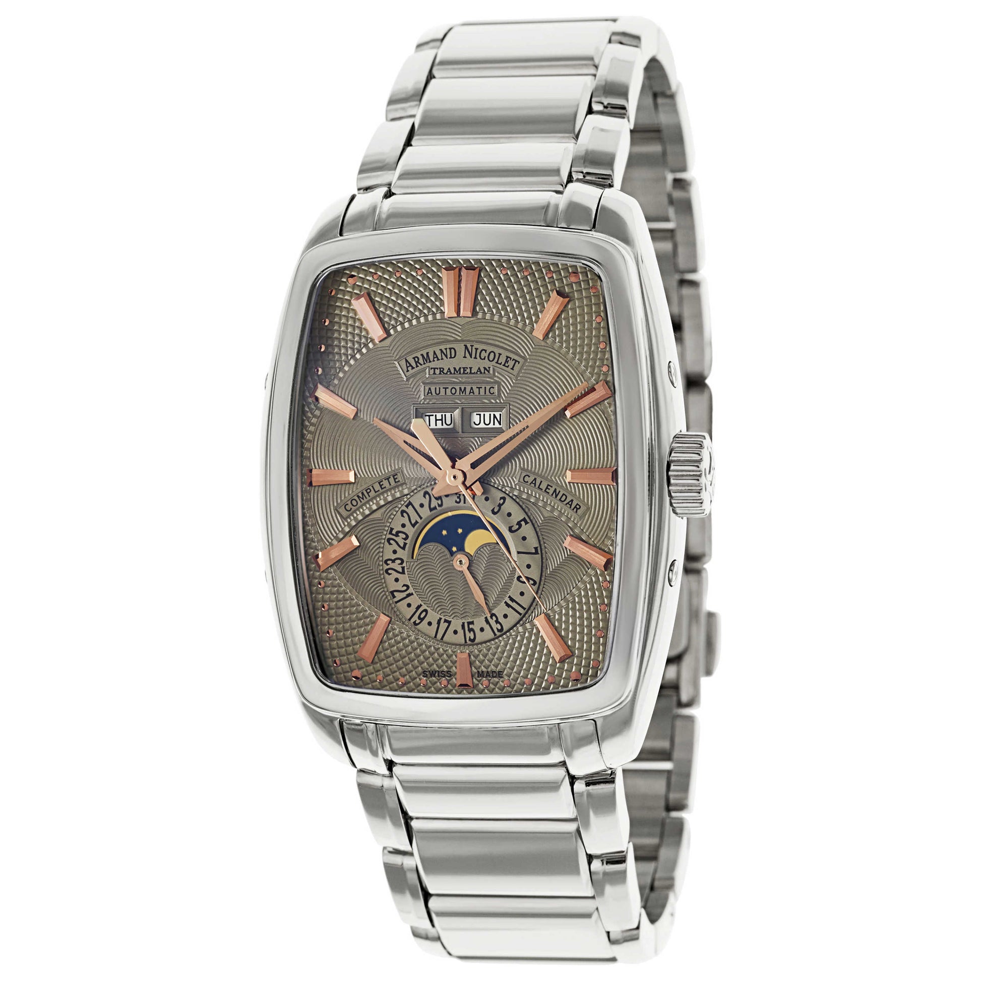 Front view of Armand Nicolet TM7 Men's Automatic Watch 9632A-GS-M9630