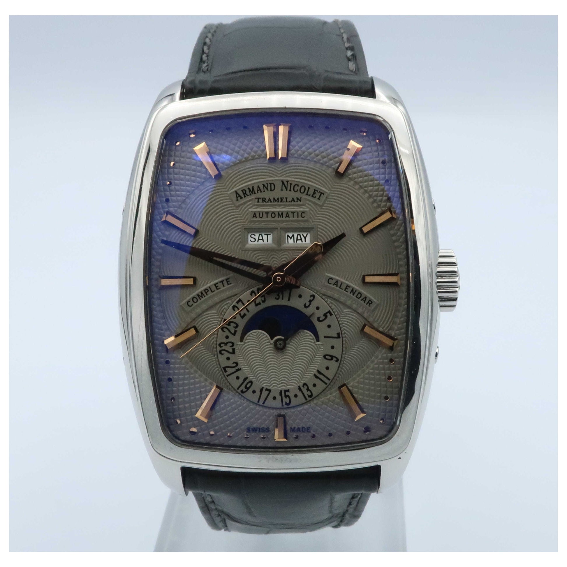 Front view of Armand Nicolet TM7 Men's Automatic Watch 9632A-GS-P968GR3-SD