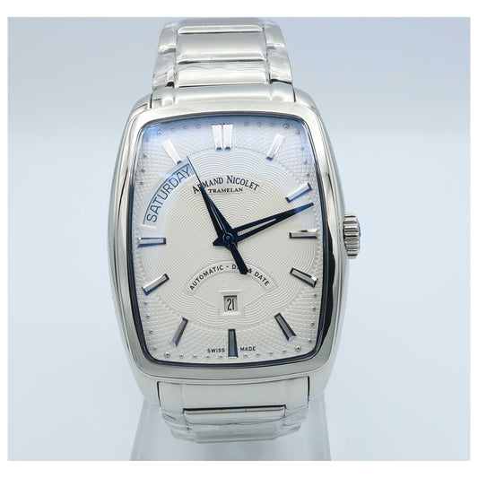 Front view of Armand Nicolet TM7 Men's Automatic Watch 9636A-AG-M9636-SD