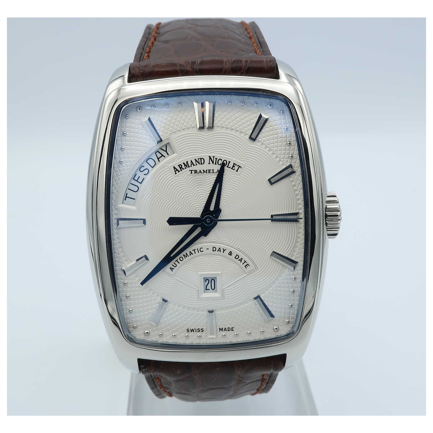 Front view of Armand Nicolet TM7 Men's Automatic Watch 9636A-AG-P968MR3-SDV