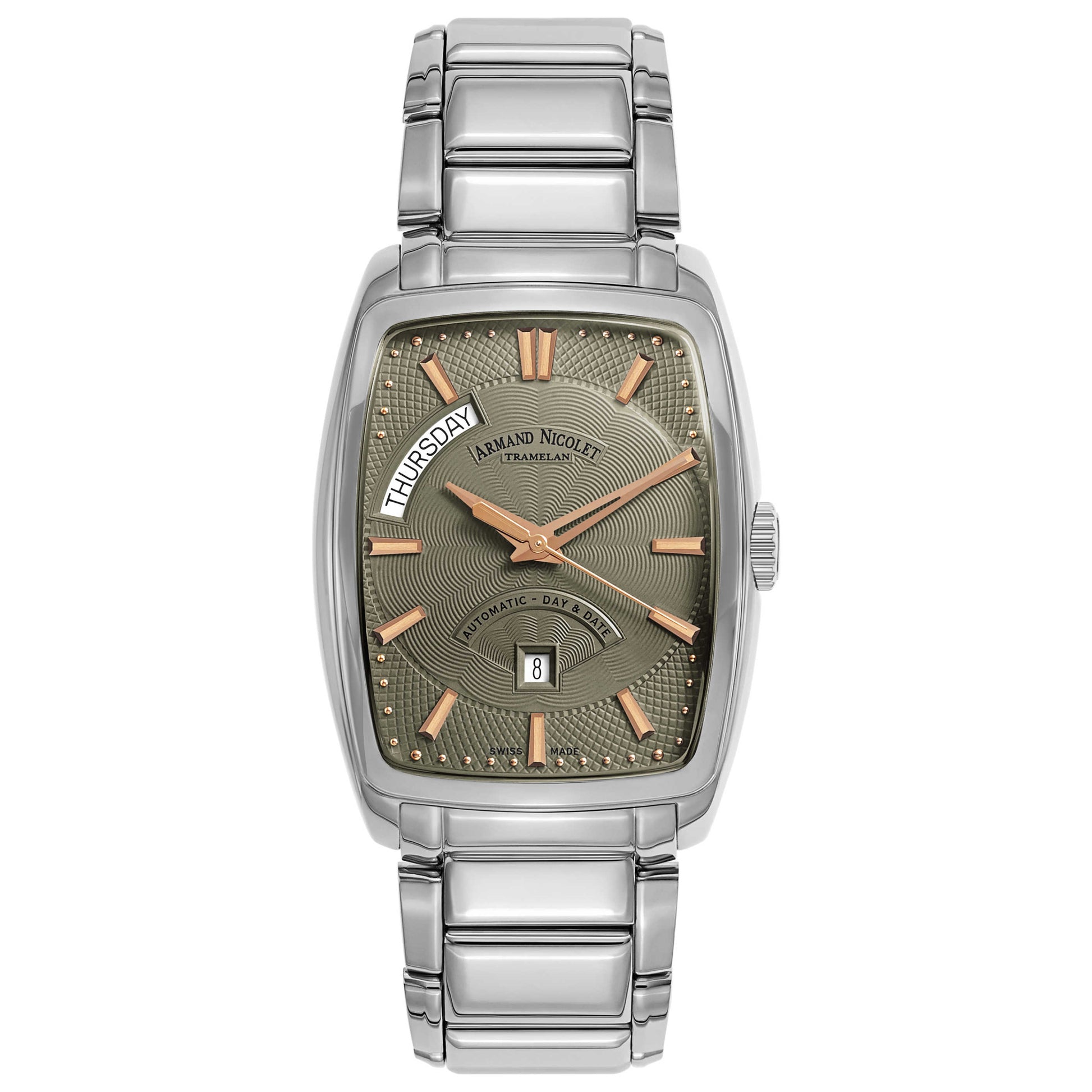 Front view of Armand Nicolet TM7 Men's Automatic Watch 9636A-GS-M9636
