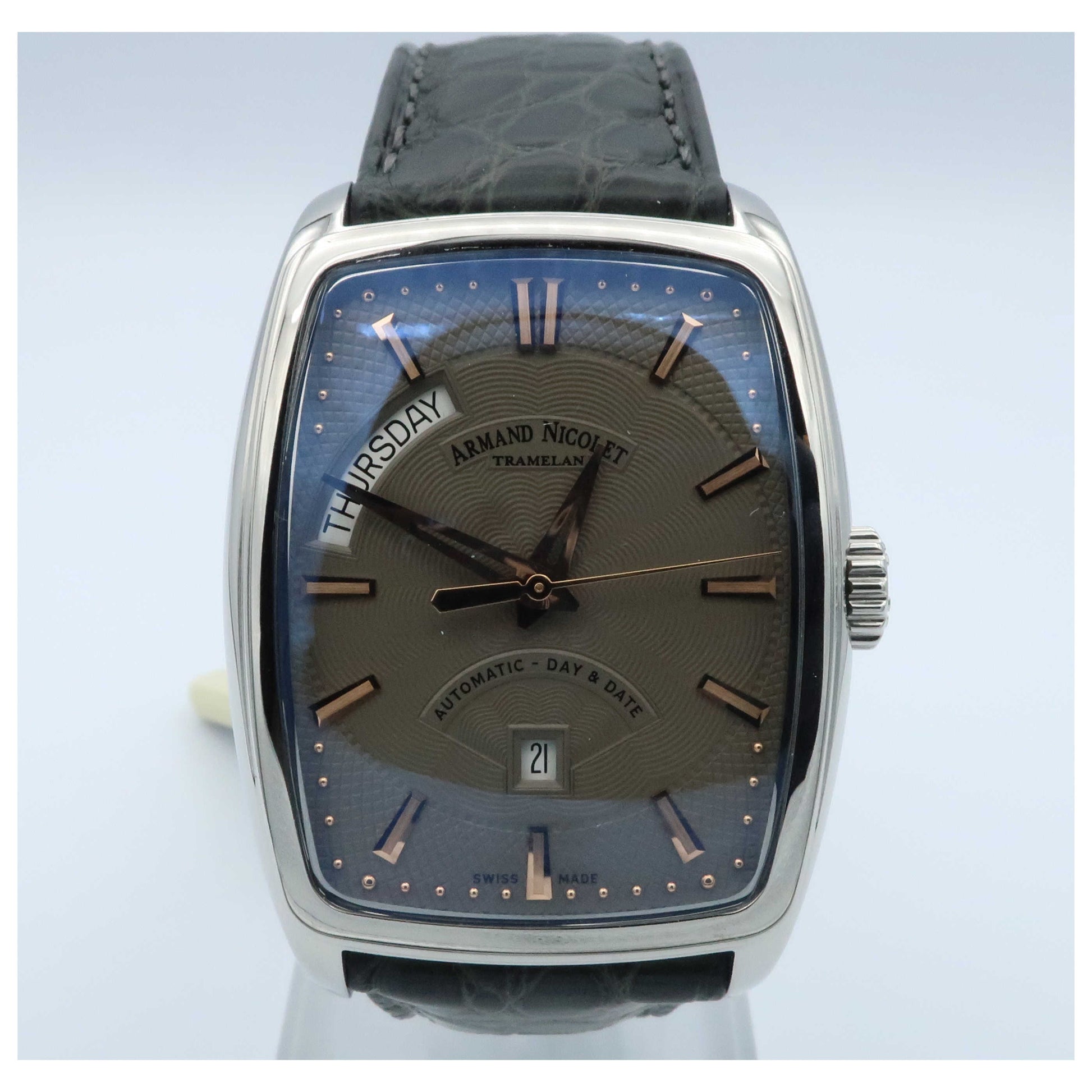 Front view of Armand Nicolet TM7 Men's Automatic Watch 9636A-GS-P968GR3-SD