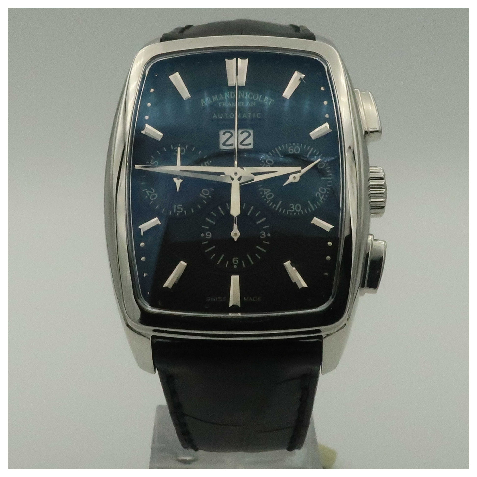 Front view of Armand Nicolet TM7 Men's Automatic Watch 9638A-NR-P968NR3-SDV