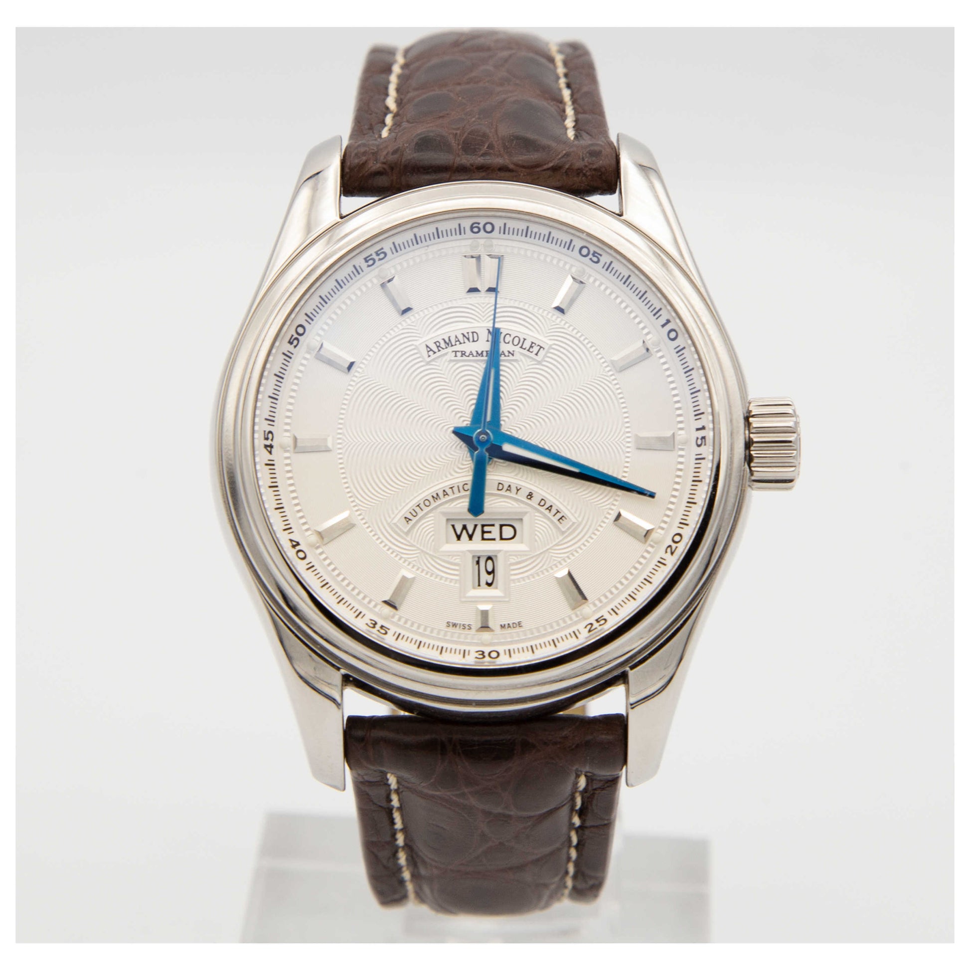 Front view of Armand Nicolet M02 Men's Automatic Watch 9640A-AG-P974MR2-SDV