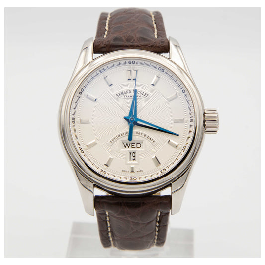 Front view of Armand Nicolet M02 Men's Automatic Watch 9640A-AG-P974MR2-SDV