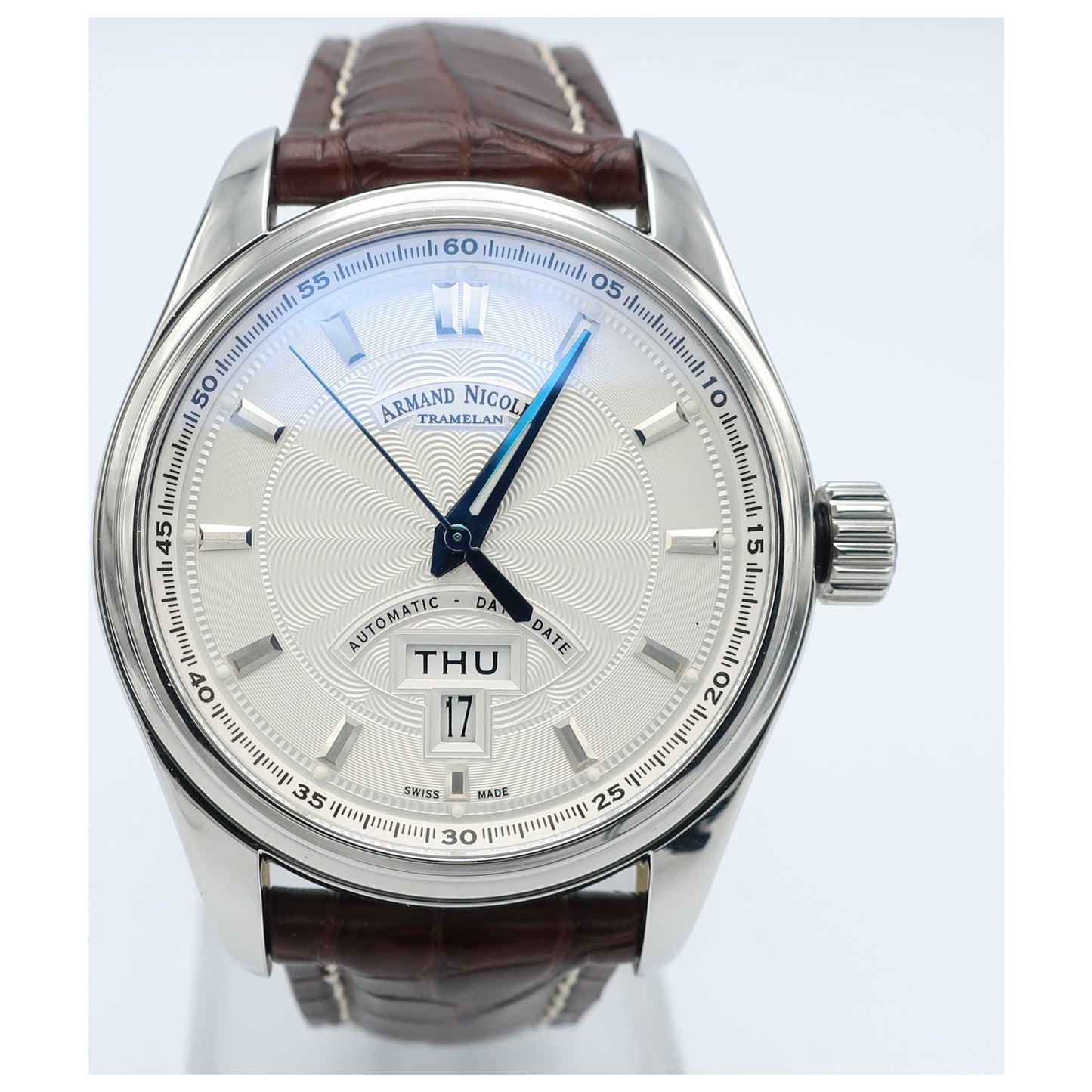 Front view of Armand Nicolet M02 Men's Automatic Watch 9640A-AG-P974MR2-SD