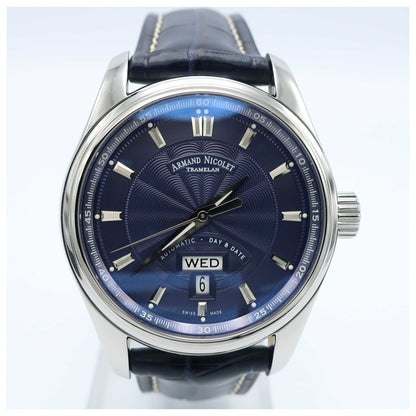 Front view of Armand Nicolet M02 Men's Automatic Watch 9640A-BU-P974BU2-SD