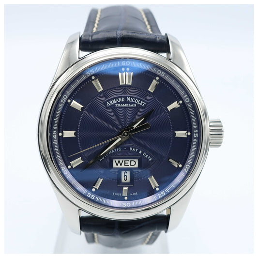 Front view of Armand Nicolet M02 Men's Automatic Watch 9640A-BU-P974BU2-SD