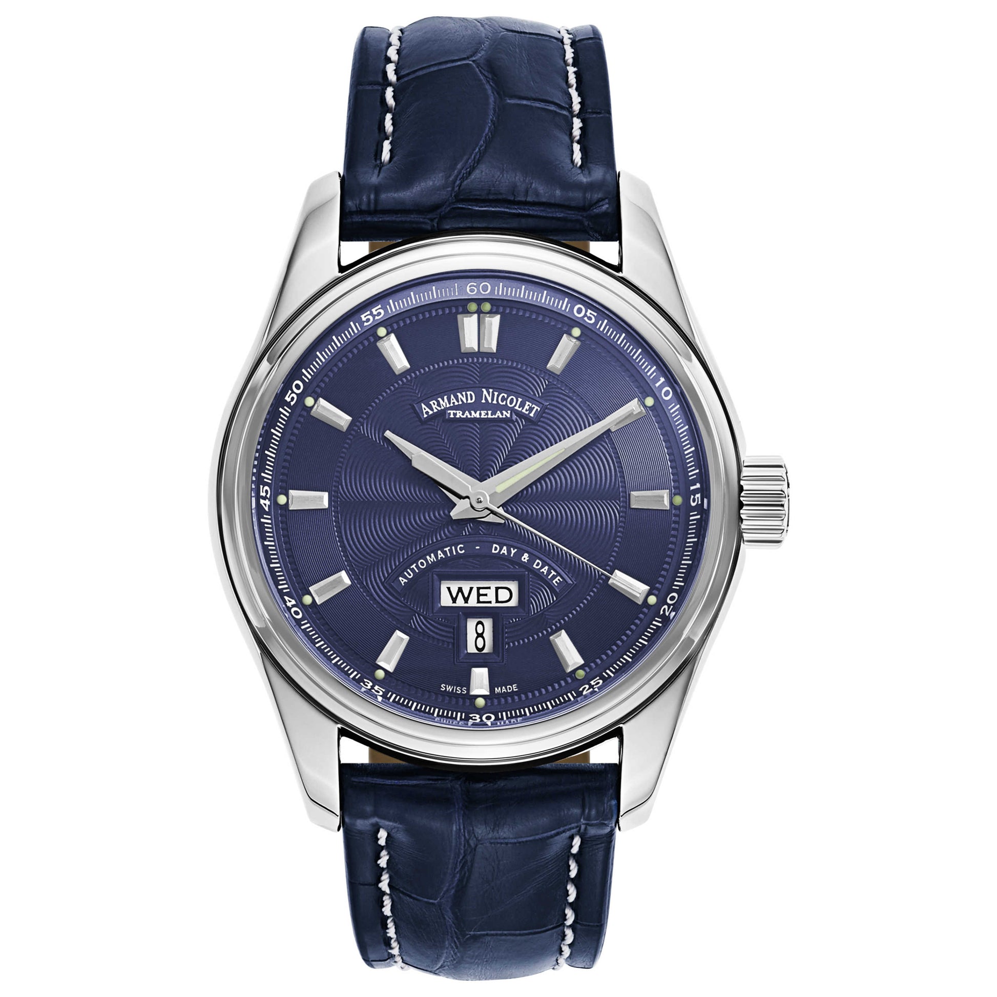 Front view of Armand Nicolet M02 Men's Automatic Watch 9640A-BU-P974BU2