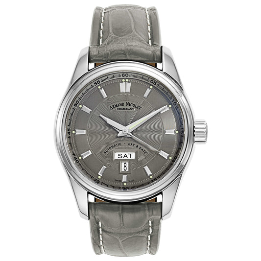 Front view of Armand Nicolet M02 Men's Automatic Watch 9640A-GR-P974GR2